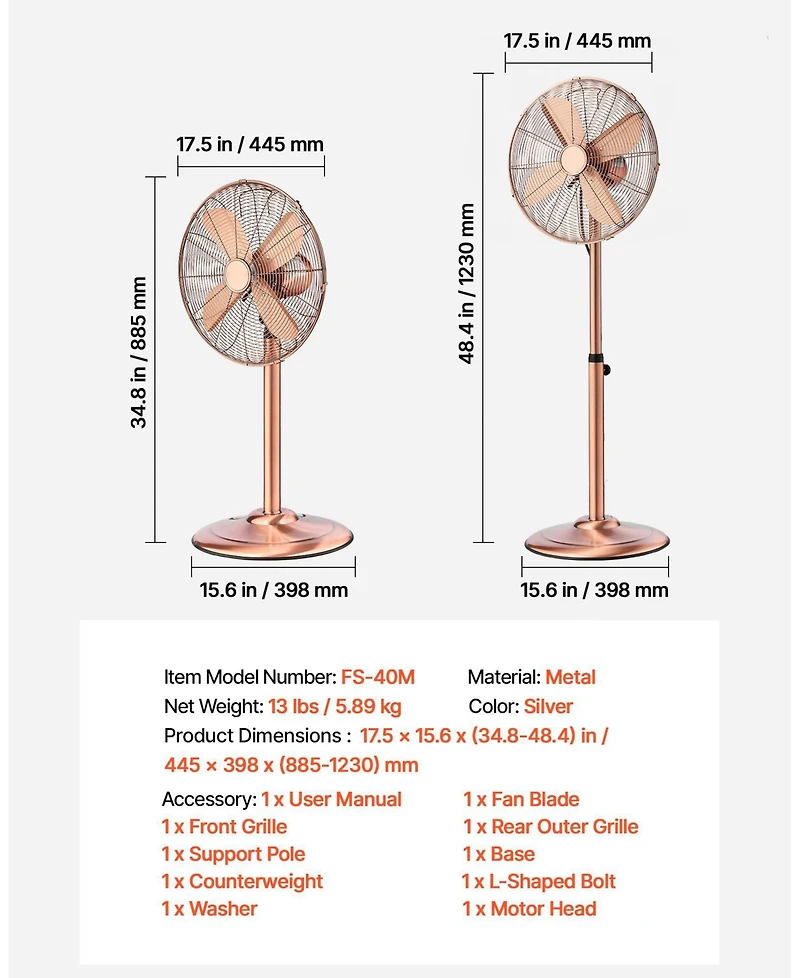 Mecale 16 Inch High Velocity Pedestal Fan 1450 Cfm Metal