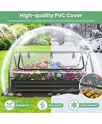 Gymax Raised Garden Bed with Cover 69'' x 33'' x 12'' Planter Box with Mini Greenhouse