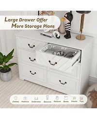 gaomon Tv Stand with 6 Drawers, Modern Media Console Cabinet with 3D v-Pattern Front, Wooden Entertainment Center with Storage for Living Room