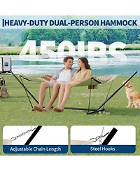 gaomon Portable Double Hammock with Stand for Outdoor Patio, Garden, Beach, Backyard, Max 450 Lbs Capacity, Stripes