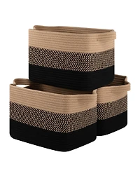 Gnuadz 3 Piece Woven Storage Baskets Rectangle Organizer Bins Gift Basket
