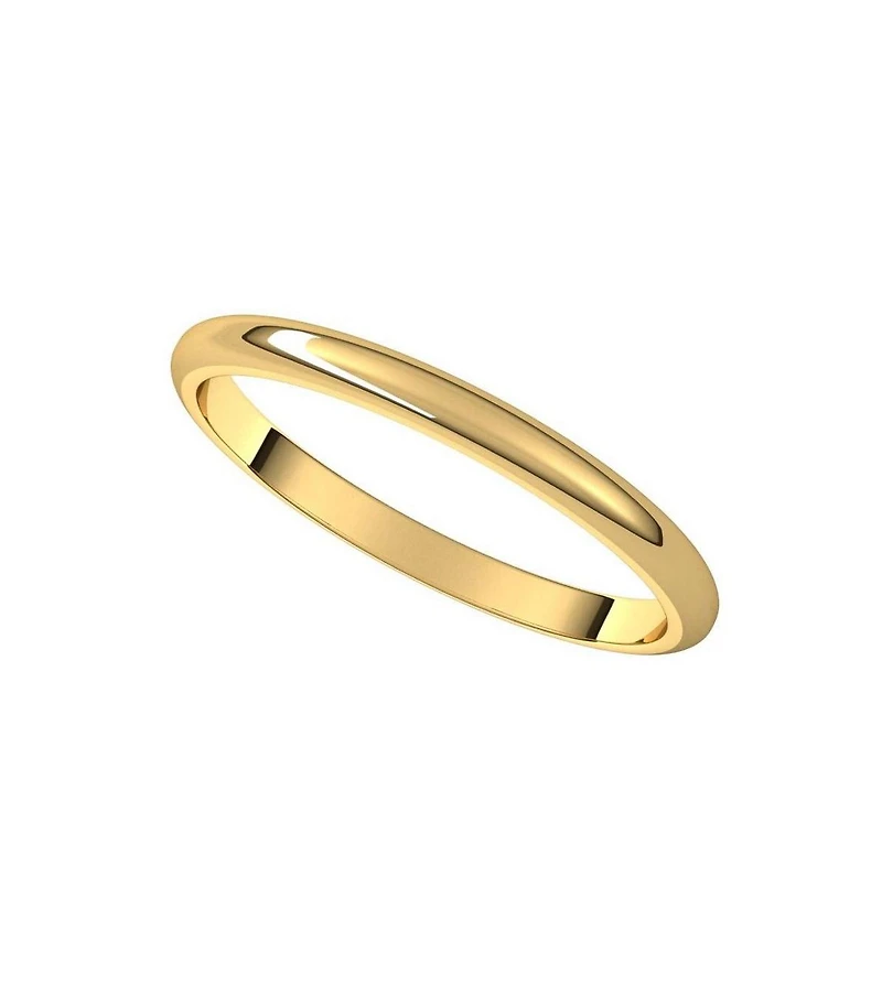 Curata Jewelry Solid 18k Gold 2mm Half Round Wedding Band Ring