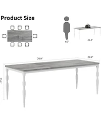 gaomon Dining Room Table 6, 70.9'' Mid Century Kitchen Table Furniture with Metal Frame Heavy Duty Legs, Waterproof Industrial Rectangle Dining Table