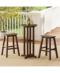 Gymax 3PCS Outdoor Hdpe Bar Table and Chair Set for 2 Footrests for Garden Yard Pool