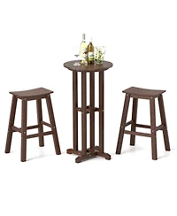 Gymax 3PCS Outdoor Hdpe Bar Table and Chair Set for 2 Footrests for Garden Yard Pool