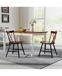 Slickblue Set of 2 Farmhouse Dining Chairs with Solid Rubber Wood Frame for Kitchen and Room