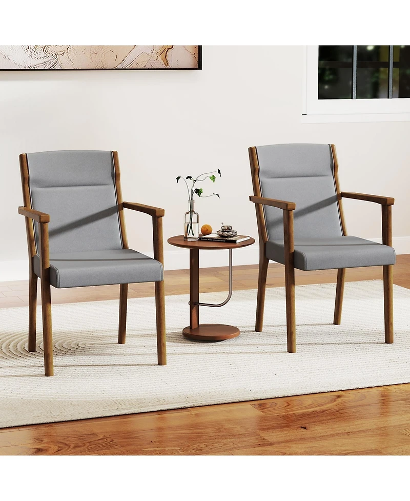 Slickblue Set of 2 Wooden Accent Chairs with Upholstered High Back and Soft Cushion Seating
