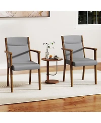 Slickblue Set of 2 Wooden Accent Chairs with Upholstered High Back and Soft Cushion Seating