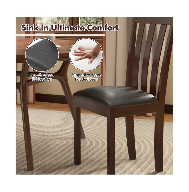 Slickblue Wooden Kitchen Dining Chairs Set of 2 with Upholstered Seat