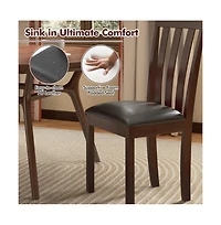 Slickblue Wooden Kitchen Dining Chairs Set of 2 with Upholstered Seat