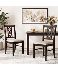 Slickblue Rubber Wood Dining Room Chairs Set of 2 Hollow Back Design