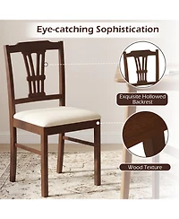 Slickblue Wooden Dining Chair Set of 2 with Upholstered Seat and Wood Frame