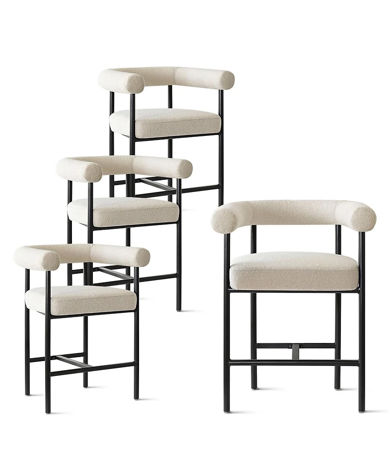 Maison Boucle 24" Boucle Counter Height Stools with Arms Set of 4