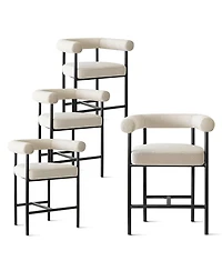 Maison Boucle 24" Boucle Counter Height Stools with Arms Set of 4