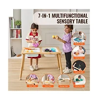 Sugift Wooden Sand and Water Sensory Activity Table for Toddlers with 3 Storage Bins