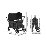 Sugift 4 Seat Wagon Stroller 330 lb Foldable Push Pull with Canopy