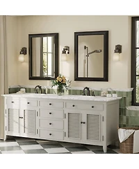Apmir 24" x 32" Inch Thick Metal Framed Wall Mirrors for Bedroom