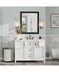 Apmir 30" x 36" Inch Thick Metal Framed Wall Mirrors for Bedroom