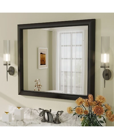 Apmir 32" x 36" Inch Thick Metal Framed Wall Mirrors for Bedroom