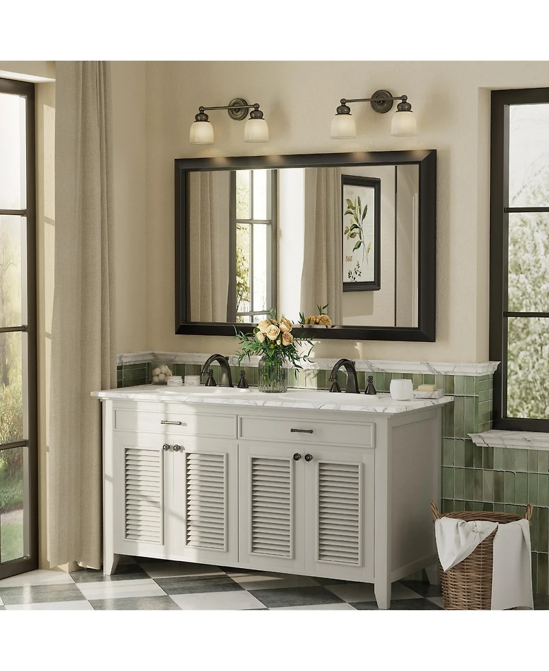 Apmir 48" x 30" Inch Thick Metal Framed Wall Mirrors for Bedroom, Rectangle Wall-Mounted Mirrors