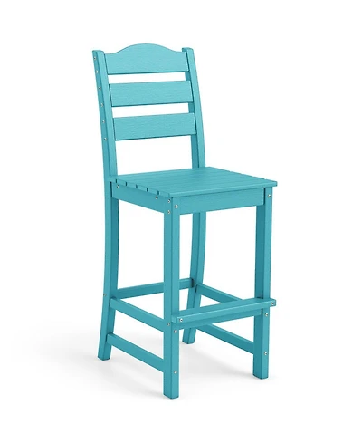 Sugift 30 in Counter Height Hdpe Bar Stool with Backrest and Footrest