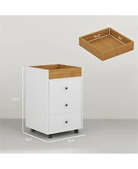 Clihome 3-Drawer Mobile File Cabinet, Under Desk Office Storage Cabinet with Removable Trayand Wheels
