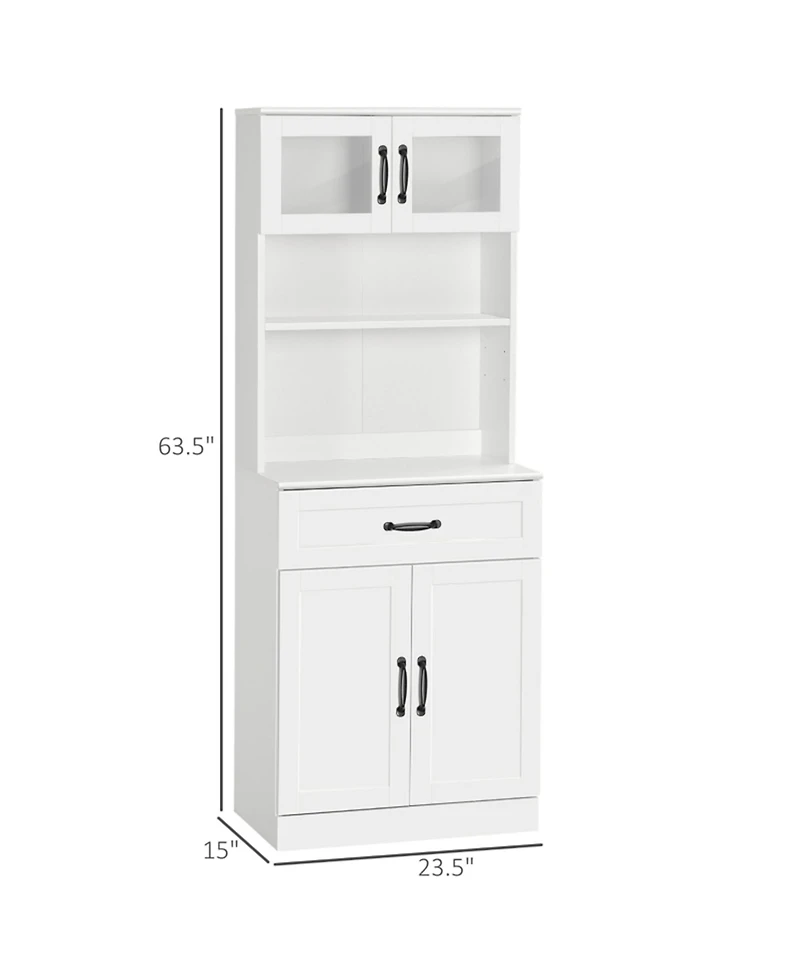 Clihome Kitchen Buffet Cabinet with Glass Doors, 5-Tier Storage Cabinet