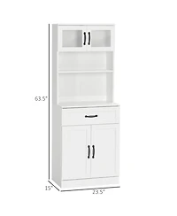 Clihome Kitchen Buffet Cabinet with Glass Doors, 5-Tier Storage Cabinet