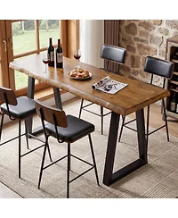 Tribesigns 63" Solid Wood Bar Table, Commercial Grade Counter Height Table with Metal Legs, Heavy Duty Long Pub Table