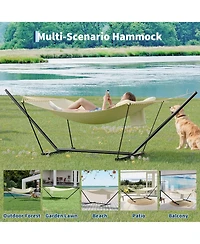 gaomon Heavy Duty Portable Double Hammock with Stand for Outdoor Patio, Garden, Beach, Backyard