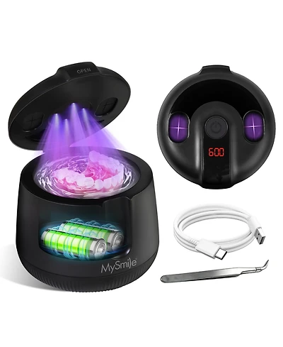 MySmile MS202B Cordless Ultrasonic Retainer and Jewelry Cleaning Pod for Home 48kHz with Digital Timer
