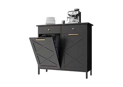 Aecojoy Double Tilt Out Trash Can Cabinet, 20 Gallon Metal Proof with 2 Drawers