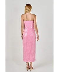 Women's Strapless Sequins Maxi Dress