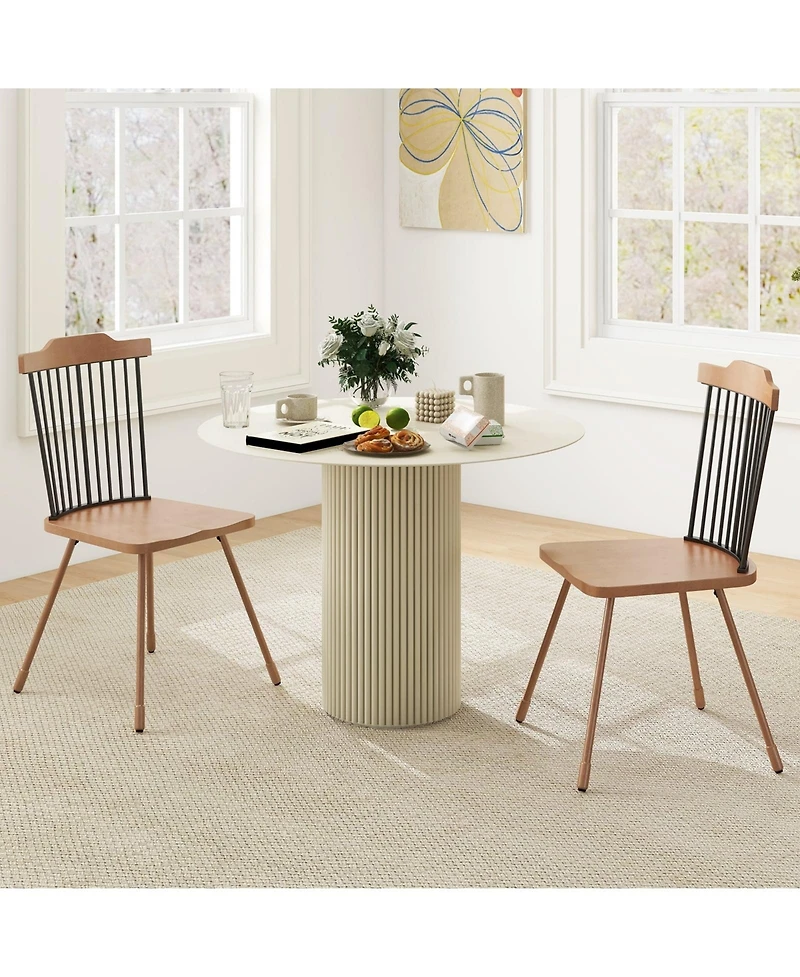 Slickblue Set of 2 Contemporary Accent Chair with Rubber Wood Frame, Armrests and Legs for Home Decor