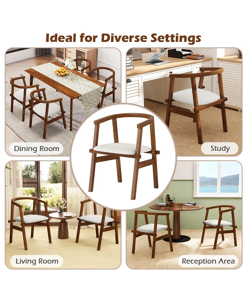 Slickblue Dining Room Chairs Set of 2 with Solid Rubber Wood Frame and Wrap-Around Armrest Design