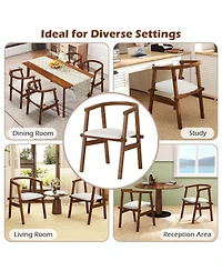 Slickblue Dining Room Chairs Set of 2 with Solid Rubber Wood Frame and Wrap-Around Armrest Design