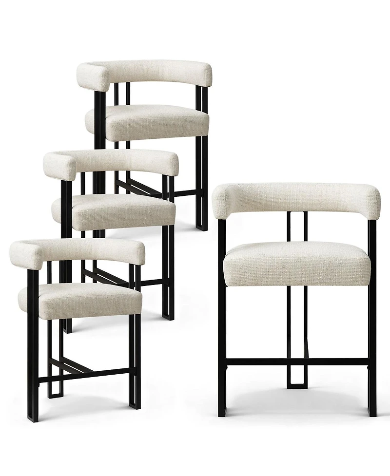 Maison Boucle 24" Fabric Counter Height Stools Set of 4 with Arms, Kitchen Island