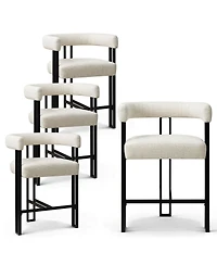 Maison Boucle 24" Fabric Counter Height Stools Set of 4 with Arms, Kitchen Island