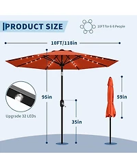 gaomon 10 Ft Outdoor Table Patio Umbrella, Waterproof Uv Protection with Solar Lights