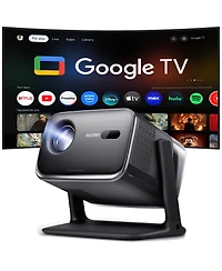 Aurzen Portable Movie Projector with Google Tv Built-in, 500 Ansi Lumens, 4K Support, 20W Speakers with DoIby Audio, Tof Auto Focus