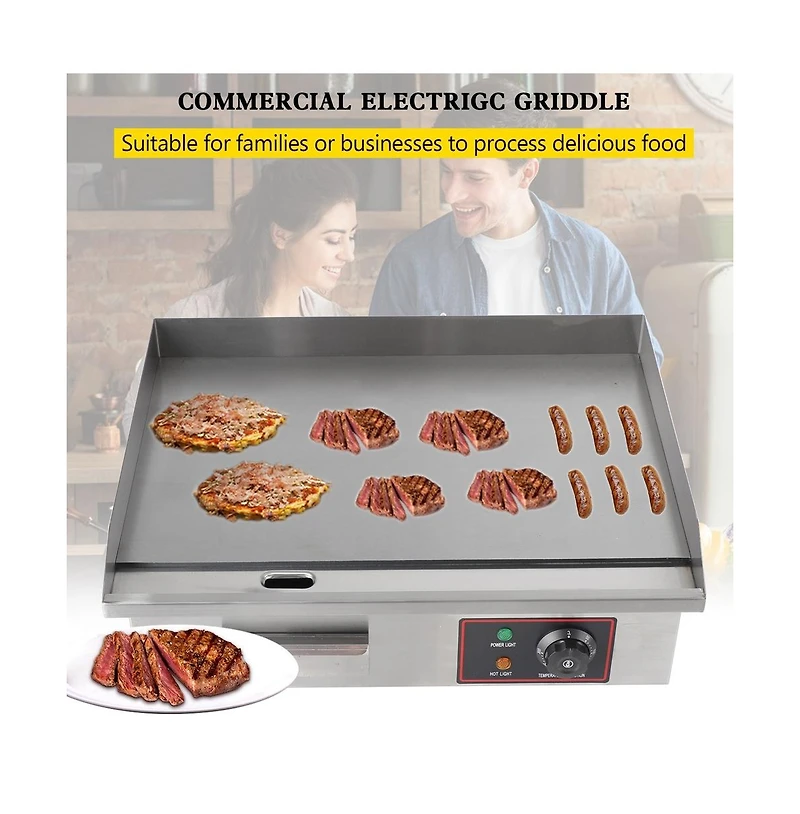 Artudatech 22-Inch Electric Griddle – 3000W Stainless Steel Flat Top with Adjustable Temp