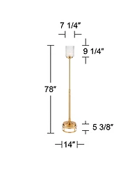 Possini Euro Design Kinsey Modern Torchiere Floor Lamp with Riser 78" Tall Brass Metal Stone Pattern Crystal Glass Shade for Living Room Office