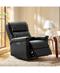 Hulala Home Medlin Transitional Faux Leather Dual Motor Swivel Rocker Recliner with Usb Ports