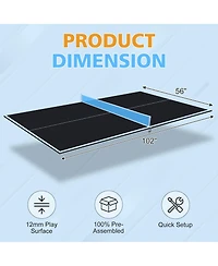 Rainsken 8.5FT Mid-Size Ping Pong Conversion Top, Foldable and Portable Tennis Table Top with Net, Single Side Upright for Indoor Games