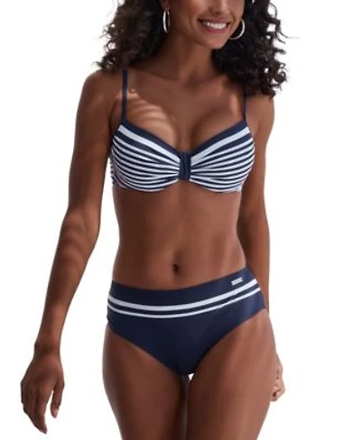 Striped Navy Underwire Bikini Top Bottom