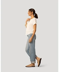 Cable & Gauge Women's Cable and Gauge Crochet Trim Crinkle Peasant Top