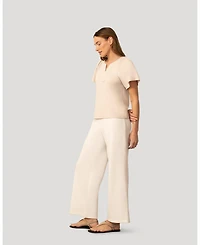 Cable & Gauge Women's Pick Stitch Split Neck Top