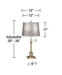 360 Lighting Westbury 36" Tall Large Traditional End Table Lamp Swing Arm Gold Antique Brass Finish Silver Gold Shade Living Room