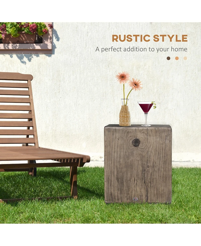 Homcom Decorative Side Table with Square Tabletop, Rustic End Table with Wood Grain Finish, for Indoors and Outdoors, Grey