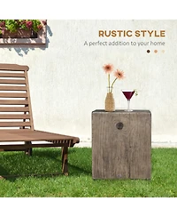 Homcom Decorative Side Table with Square Tabletop, Rustic End Table with Wood Grain Finish, for Indoors and Outdoors, Grey